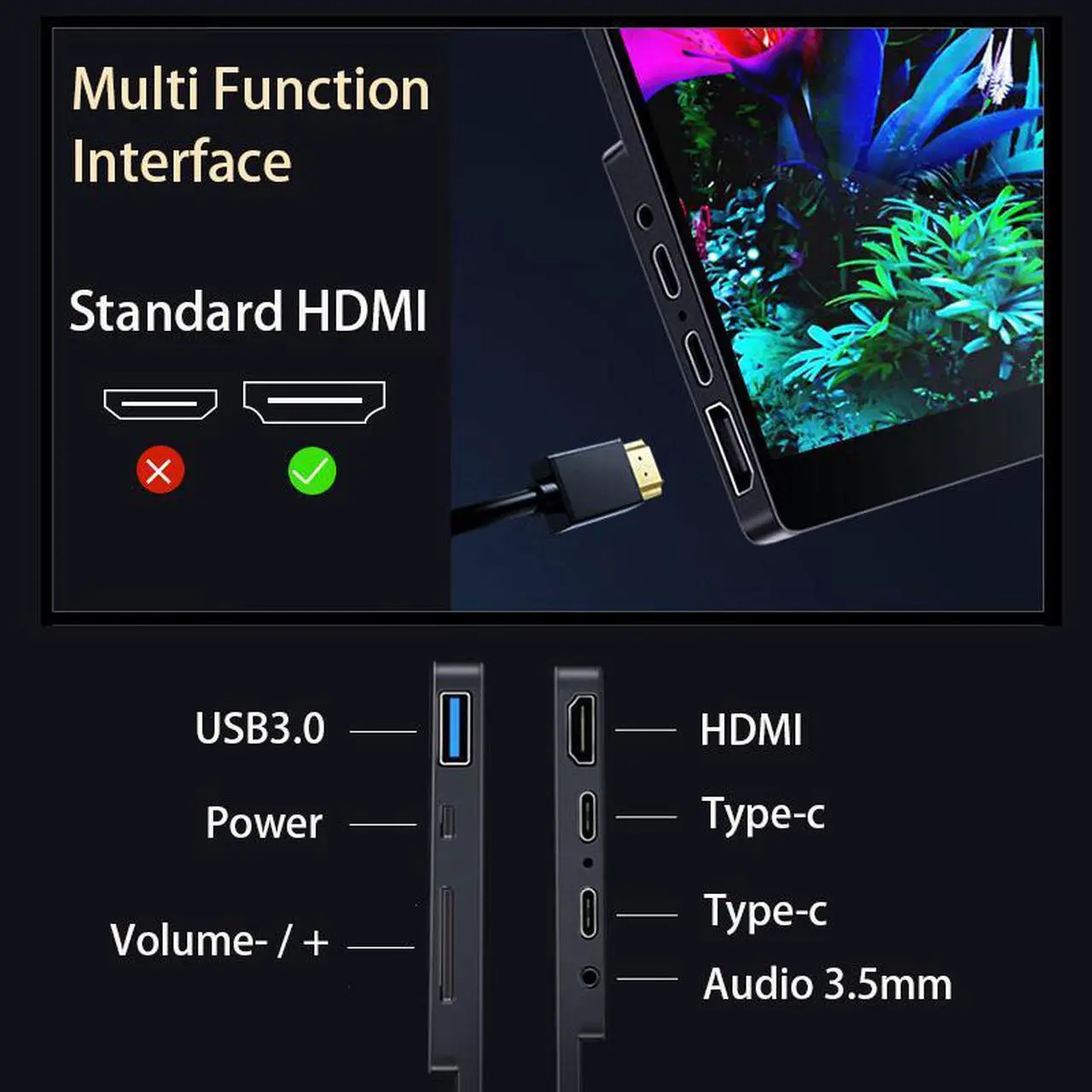 Alt view image 6 of 7 - 15.6inch 4K OLED portable monitor 10-points touchscreen UHD HDR400 550nits IPS monitor for laptops with type C