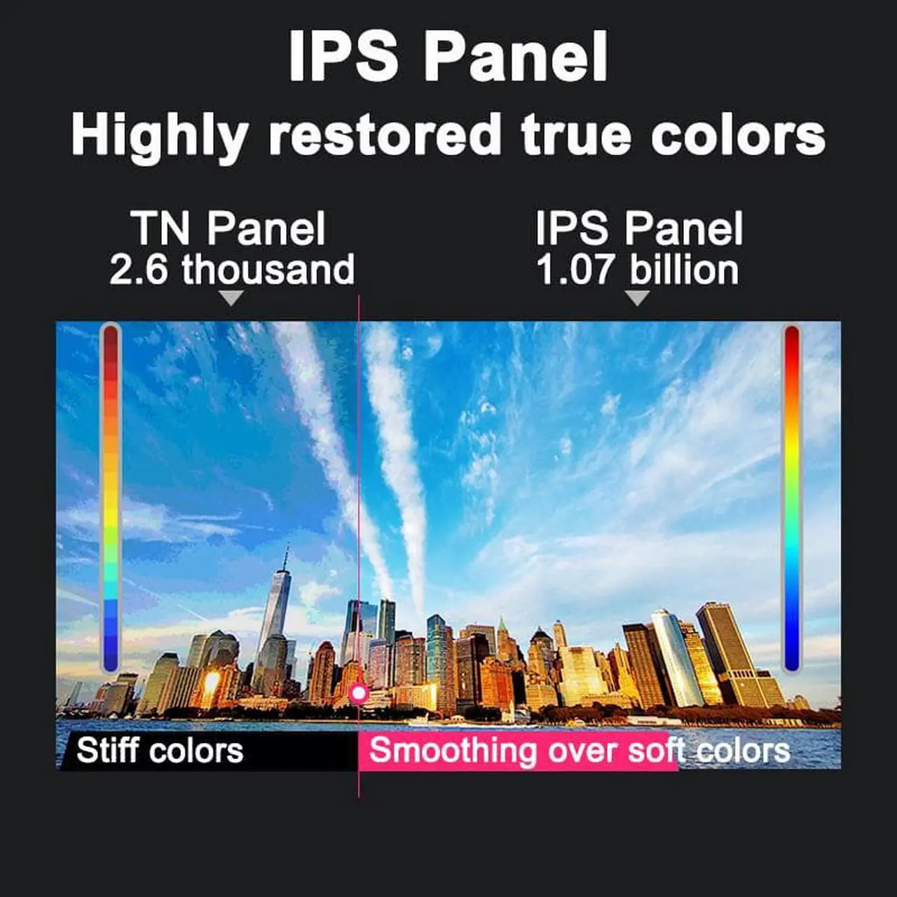 Alt view image 4 of 7 - 24" IPS Monitor QHD 75HZ Gaming Monitor 100%sRGB Free-sync LCD Display Eye Protect Support HDMI DP