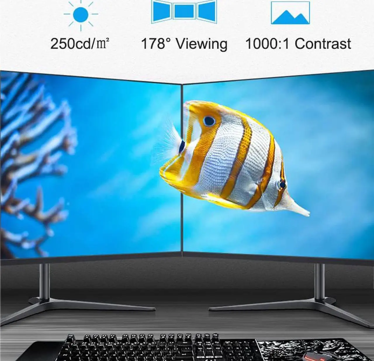 Alt view image 2 of 7 - 24" IPS Monitor QHD 75HZ Gaming Monitor 100%sRGB Free-sync LCD Display Eye Protect Support HDMI DP