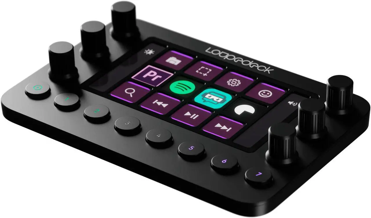 Alt view image 2 of 9 - Loupedeck Live - The Custom Console for Editing and Streaming with Dials and LED Touchscreen - Supports OBS, Streamlabs, vMix, Twitch, Lightroom Classic, Premiere Pro, Photoshop and more - Black