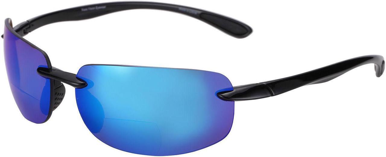 Alt view image 2 of 5 - The Influencer Polarized Bifocal Reading Sunglasses Black Open Road Blue 2.5