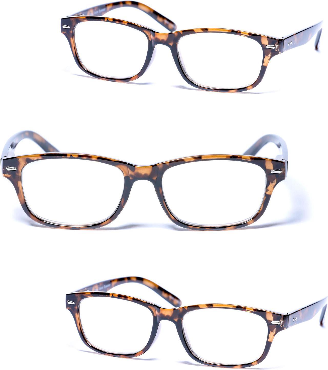 Main image of "The Intellect" 3 Pair of Unisex Reading Glasses - Spring Hinges +2.00 Tortoise