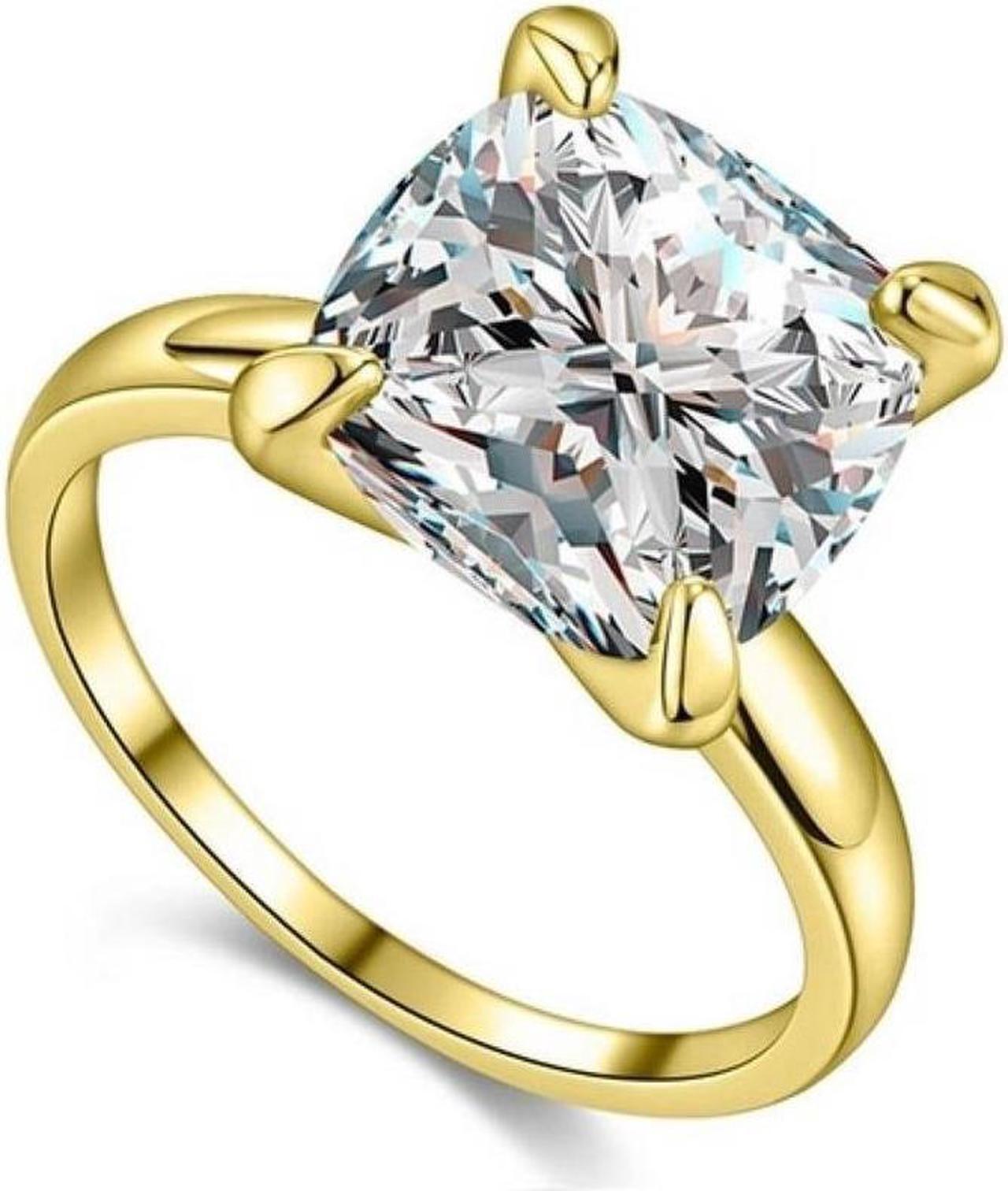 Main image of 18K Yellow Gold-Plated 7.50 CTW Princess Cut Solitaire CZ Cubic Zirconia Engagement Wedding Promise Anniversary Ring Gift 7