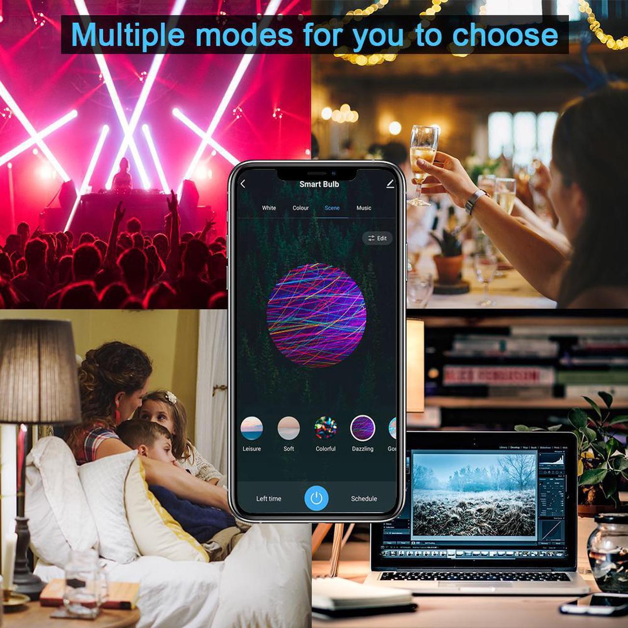 Alt view image 7 of 7 - DOGAIN Smart Light Bulbs E12 Base LED Color Light Bulb WiFi-Bluetooth Candelabra Light Bulbs Compatible with Alexa Google Home, APP Color Changing Dimmable, 360 lm 35w Equivalent (2.4 Ghz only) 3 Pack