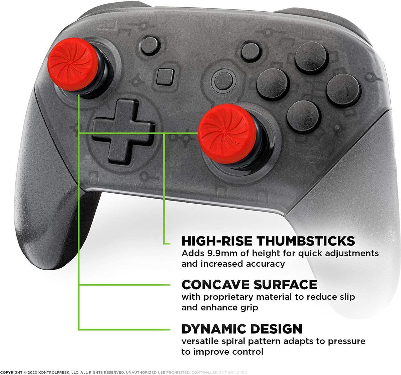 Alt view image 2 of 5 - KontrolFreek FPS Freek Inferno for Nintendo Switch Pro Controller | Performance Thumbsticks | 2 High-Rise Concave | Red