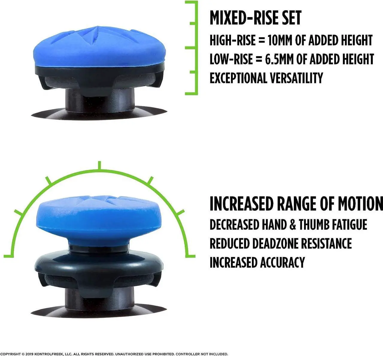 Alt view image 4 of 7 - KontrolFreek FPS Freek Edge for PS4 and PS5 | Performance Thumbsticks | 1 High-Rise, 1 Low-Rise | Blue
