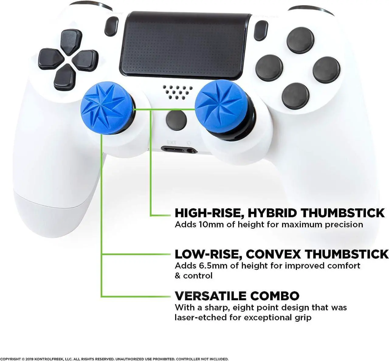 Alt view image 2 of 7 - KontrolFreek FPS Freek Edge for PS4 and PS5 | Performance Thumbsticks | 1 High-Rise, 1 Low-Rise | Blue