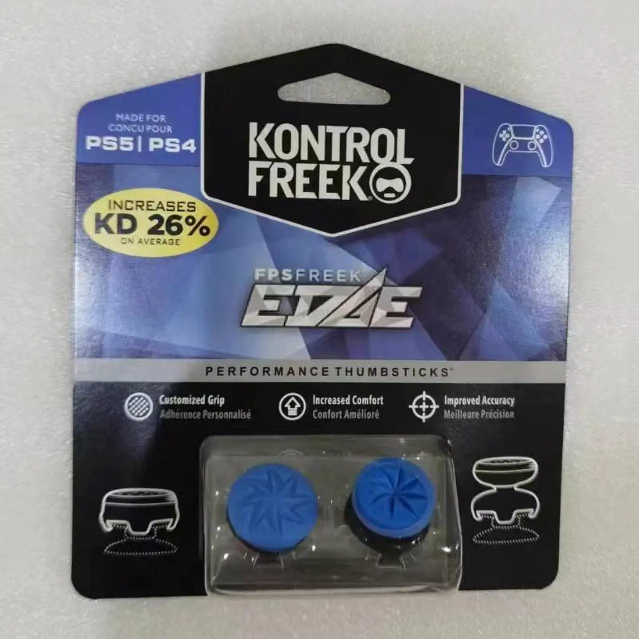 Alt view image 7 of 7 - KontrolFreek FPS Freek Edge for PS4 and PS5 | Performance Thumbsticks | 1 High-Rise, 1 Low-Rise | Blue