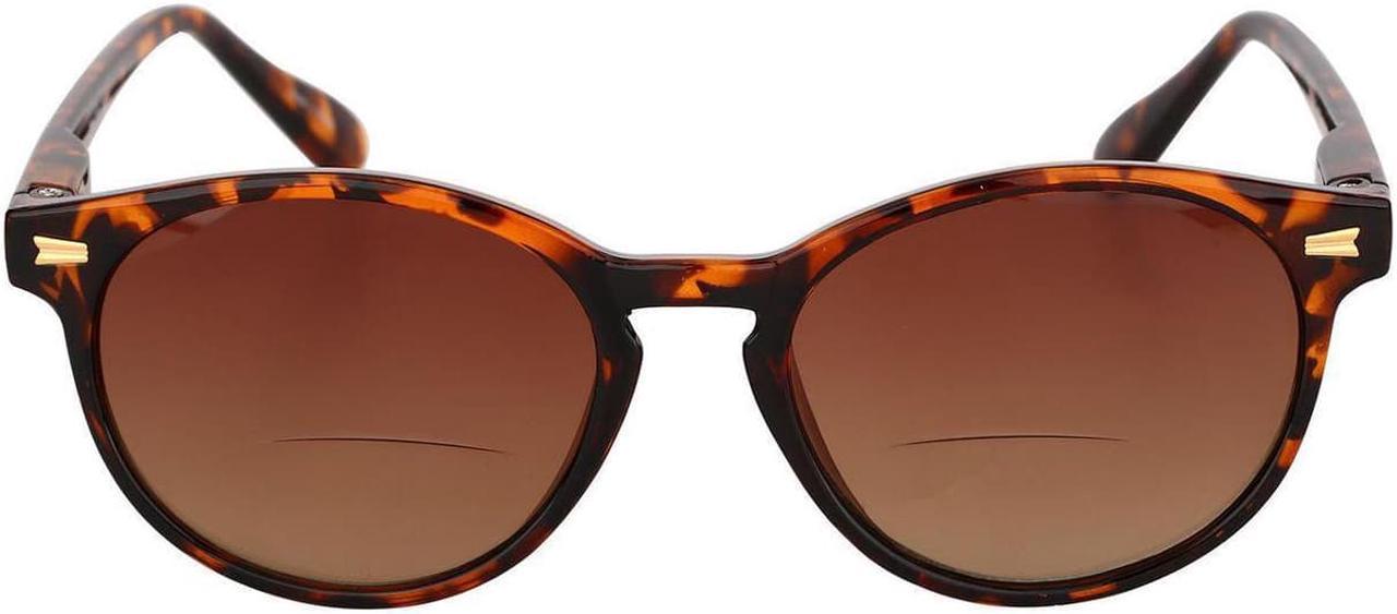 "The Brilliance" Polarized Bifocal Sunglasses - Round, Full Frame Reading Sunglasses for Women and Men +1.50 Tortoise