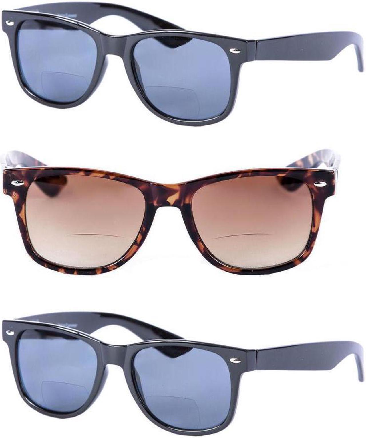 3 Pair of Bifocal Reading Sunglasses for Men and Women +1.50 Black/Tortoise