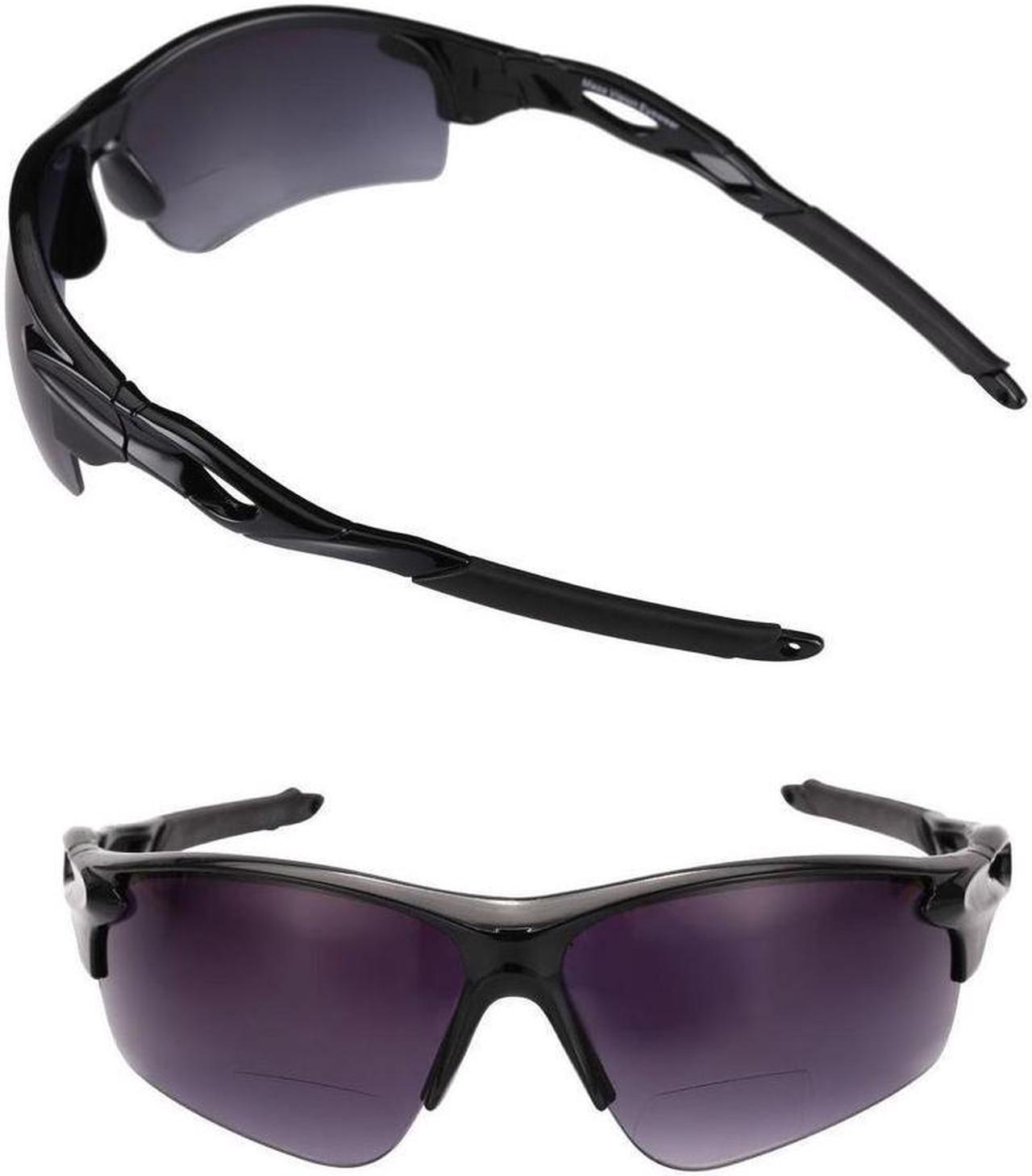 "The Athlete" 2 Pair of Precision Sport Wrap Bifocal Unisex Reading Sunglasses +2.00 Black