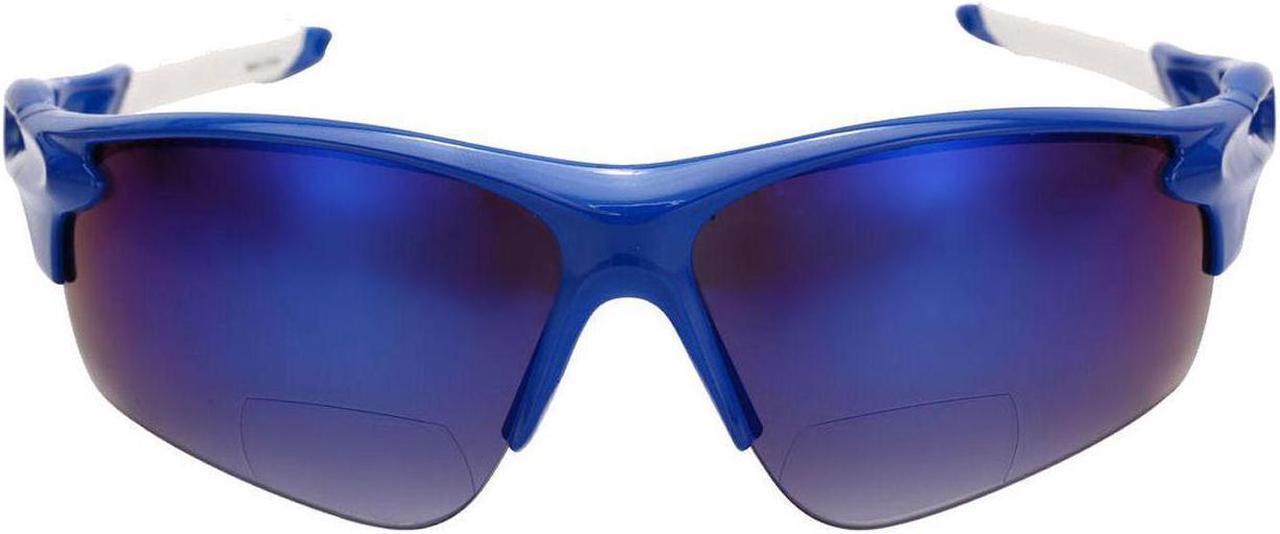 "The Athlete" Polarized Lightweight Sport Wrap Bifocal Reading Sunglasses for Men and Women +2.50 Blue