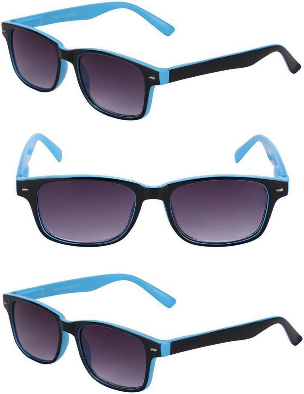 "The Summerville" 3 Pair of Full Reading Lens Sunglasses for Women and Men +2.75 Blue