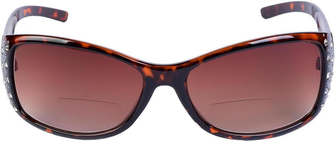 Women's Fashion Bifocal Sunglasses with Rhinestones +3.00 Tortoise