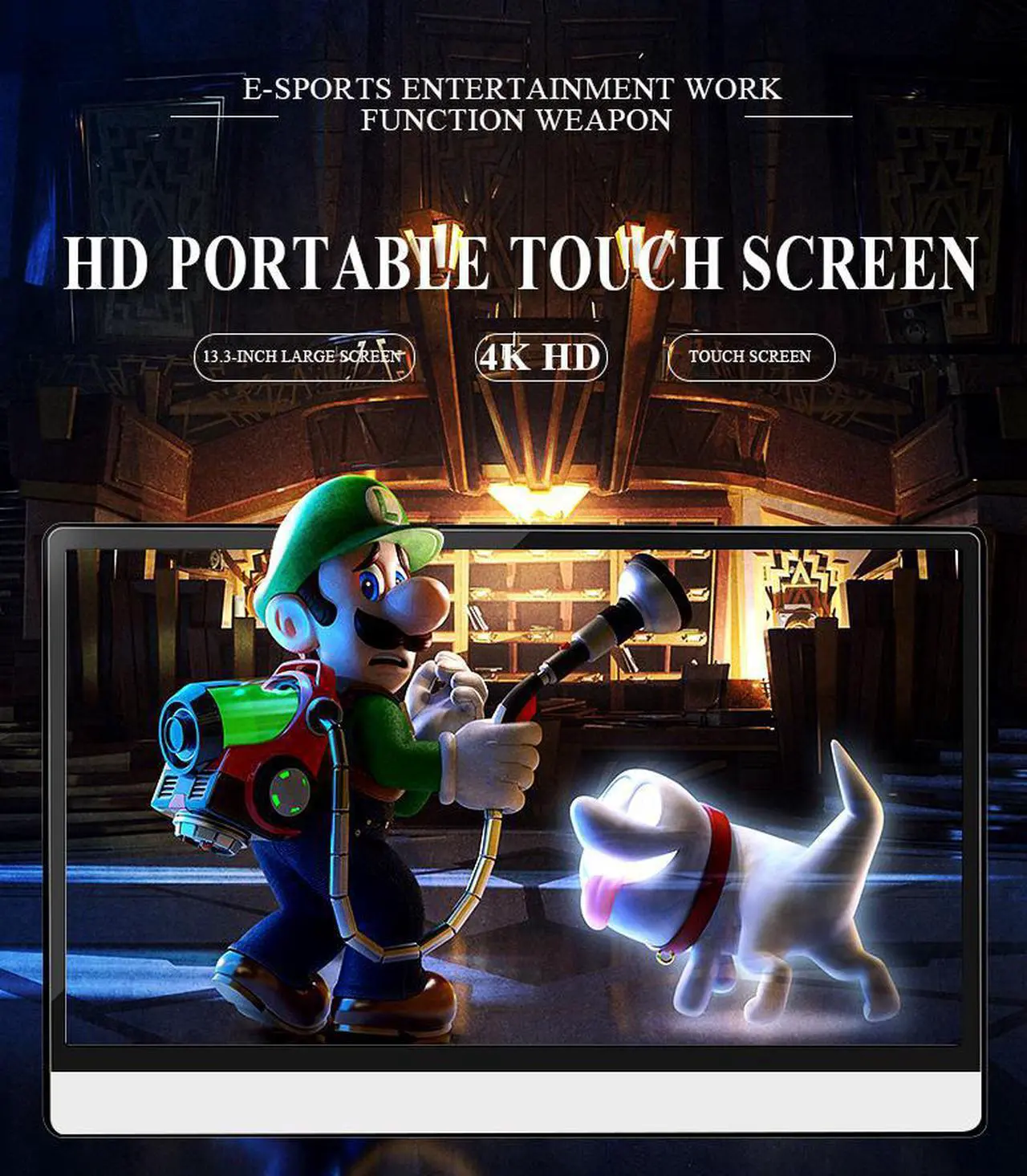 Alt view image 3 of 7 - ZSCMALLS 3K Touchscreen Portable Monitor  Resolution 13.3 Inch Lightweight Dual USB C Computer Display with Mini HDMI Type-C Built-in Speaker for Laptop PC Phone PS4 Xbox Mac Smart Cover Included