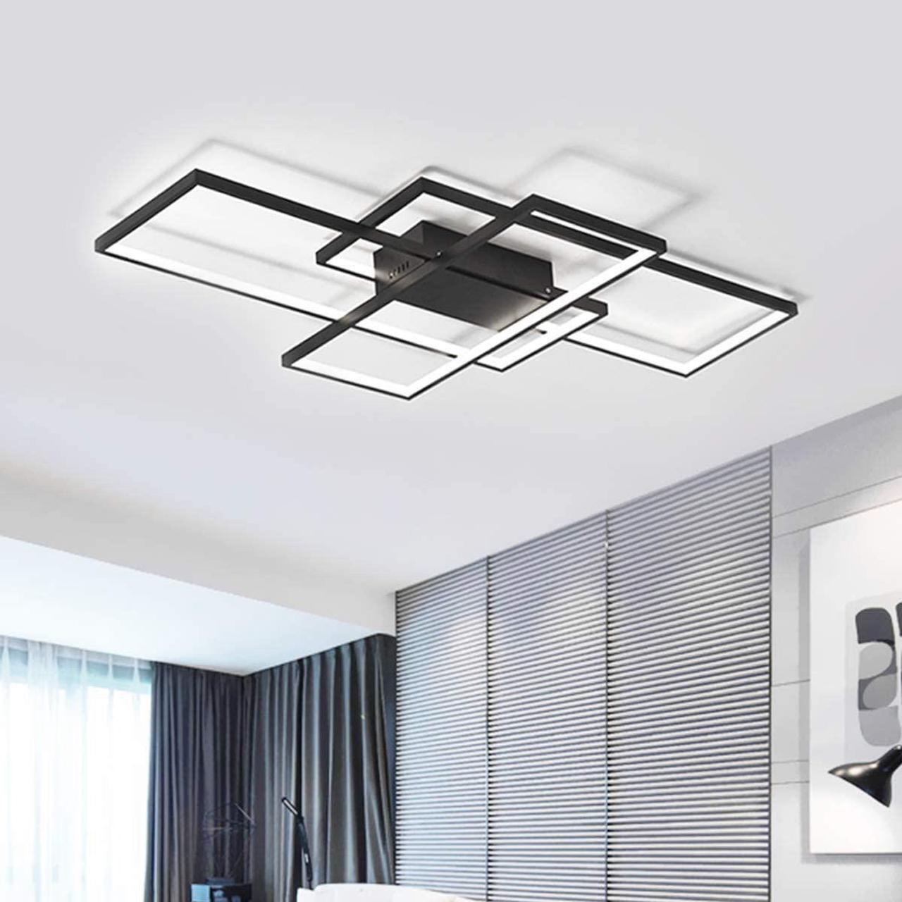 Main image of LED Ceiling Light,75W Modern Ceiling Lamp,3-Squares Acrylic Black LED Chandelier,Flush Mount Ceiling Light Fixture for Dining Living Room Study Kitchen,Cool White/6000K