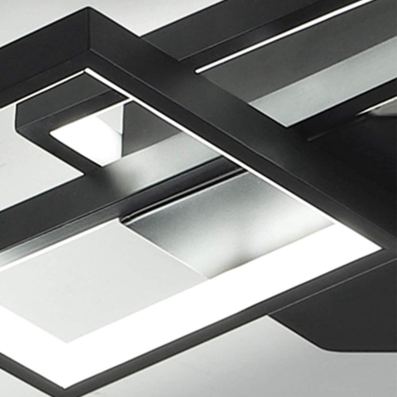 Alt view image 6 of 7 - LED Ceiling Light,75W Modern Ceiling Lamp,3-Squares Acrylic Black LED Chandelier,Flush Mount Ceiling Light Fixture for Dining Living Room Study Kitchen,Cool White/6000K