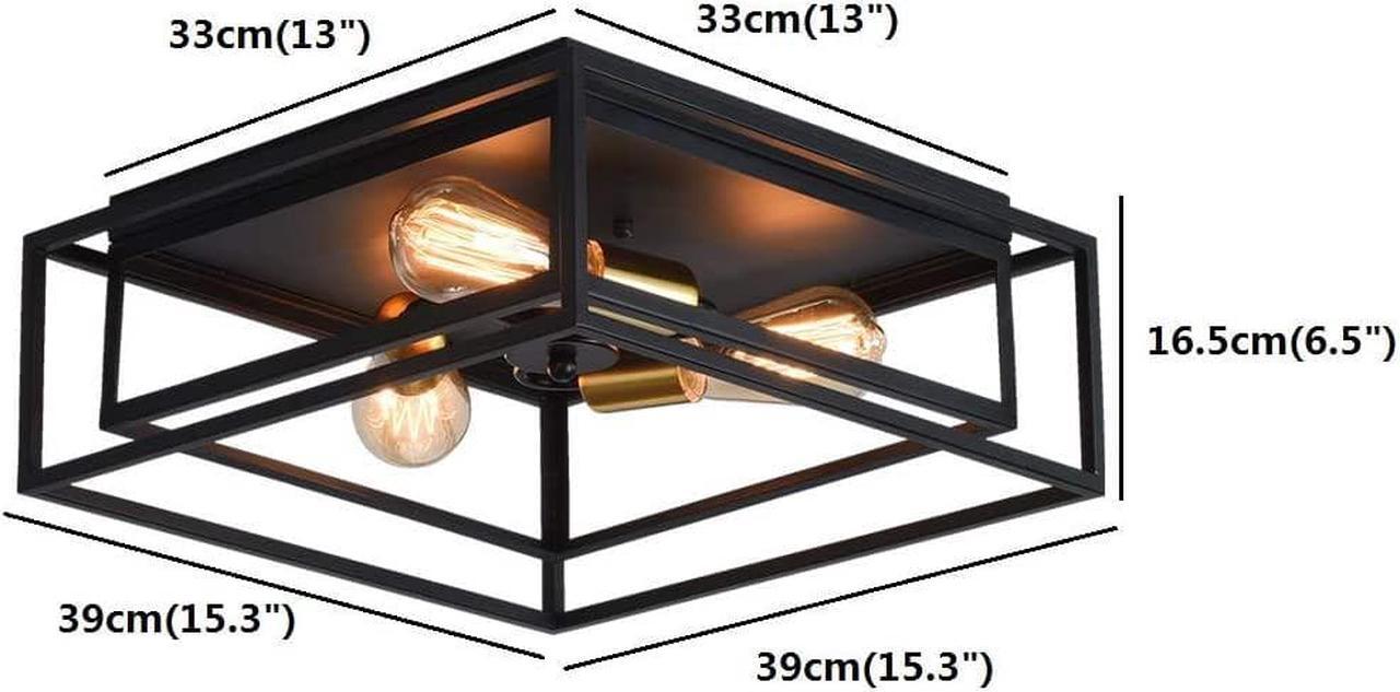 Alt view image 6 of 7 - Industrial Ceiling Light, 3 Lights Farmhouse Semi Flush Mount Ceiling Lighting Fixture for Hallway Entryway Dining Room Bedroom Foyer, Black
