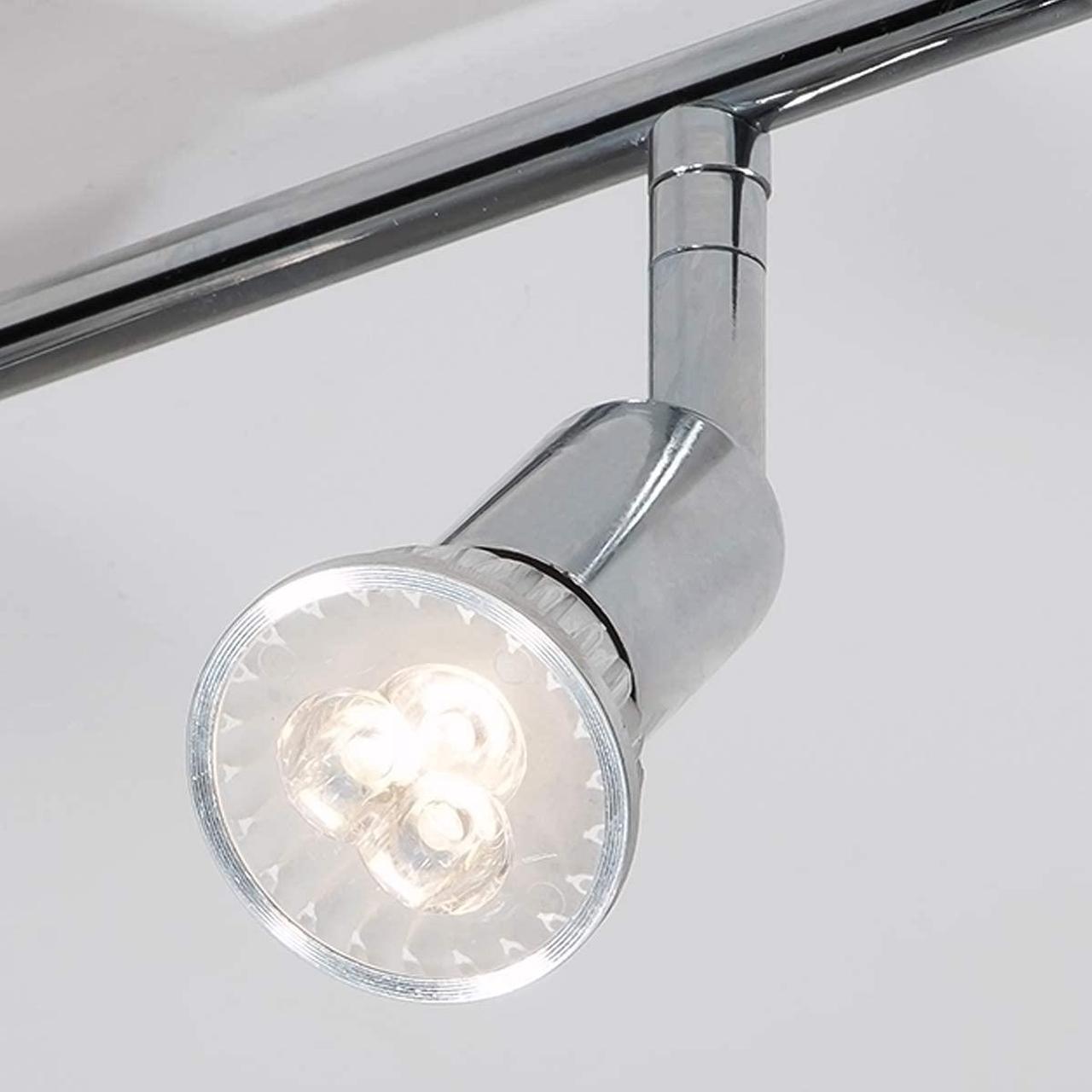 Alt view image 7 of 7 - Garwarm Modern 4-Light Track Lighting Kit, Flush Mount Wall/Ceiling Spot Lights Fixture, LED Track Light with Chrome Flexibly Rotatable Light Head for Kitchen Living Room, 4×GU10 Bulb (Included)