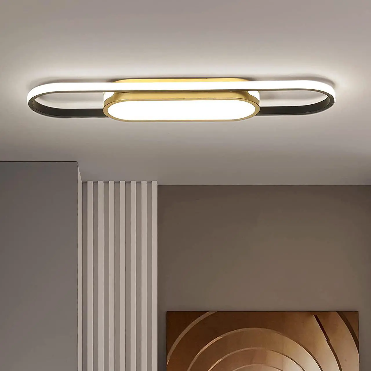 Main image of Garwarm Modern LED Flush Mount Ceiling Lights Dimmable LED Ceiling Lamp with Remote Control 2.3ft Acrylic Linear Ceiling Lighting Fixtures for Living Room Kitchen Dining Room Bedroom (40W/3000-6500K)