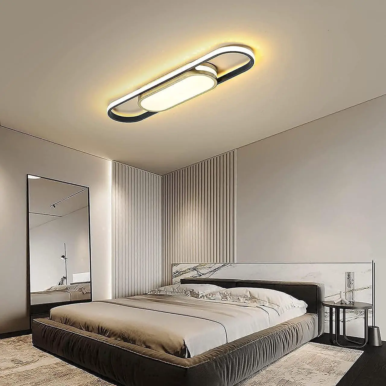 Alt view image 3 of 7 - Garwarm Modern LED Flush Mount Ceiling Lights Dimmable LED Ceiling Lamp with Remote Control 2.3ft Acrylic Linear Ceiling Lighting Fixtures for Living Room Kitchen Dining Room Bedroom (40W/3000-6500K)