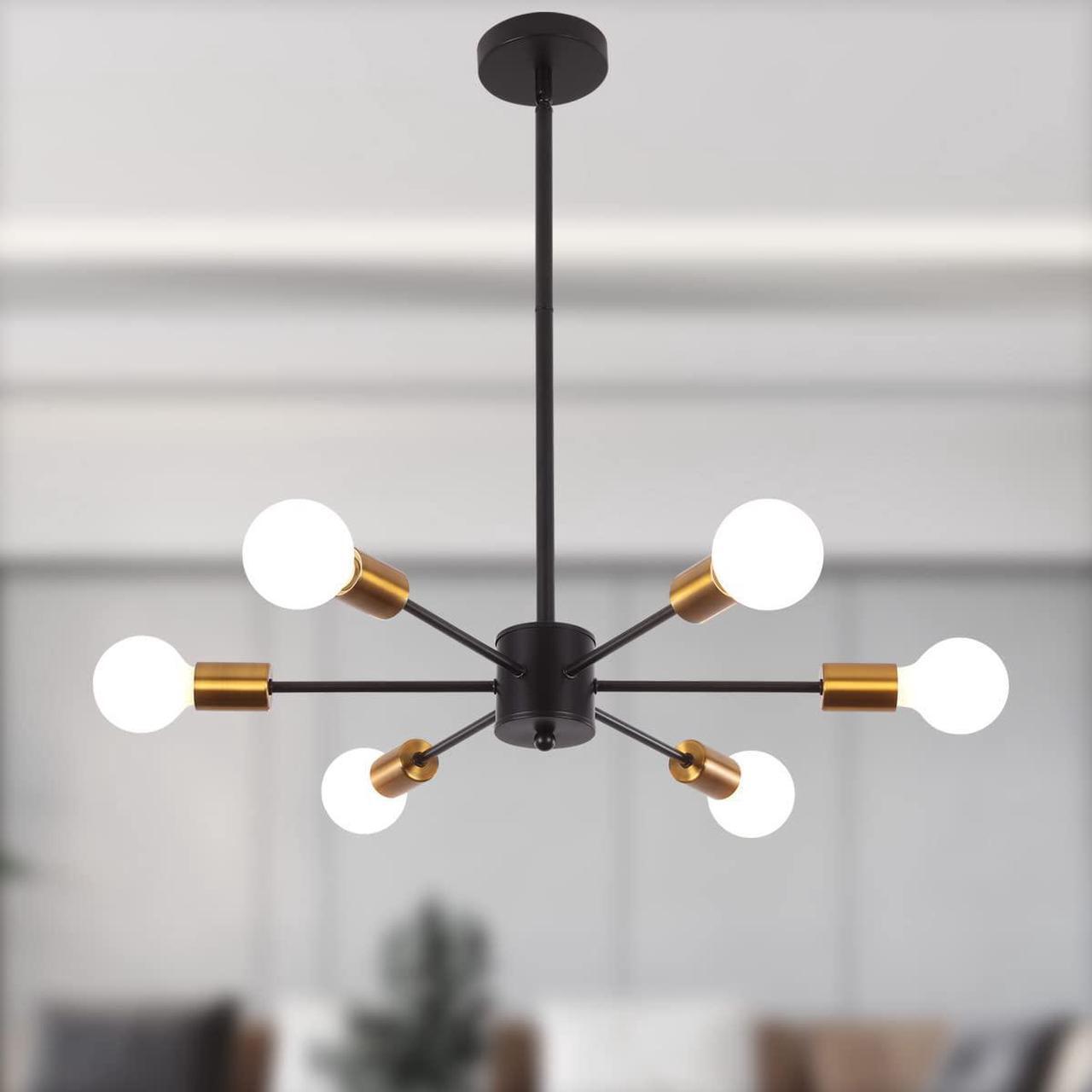 Main image of Garwarm Modern Sputnik Chandelier, Semi Flush Mount Ceiling Pendant Lighting, Mid Century Gold Chandeliers Industrial Hanging Light Fixture for Kitchen Living Room Dining Room Restaurant
