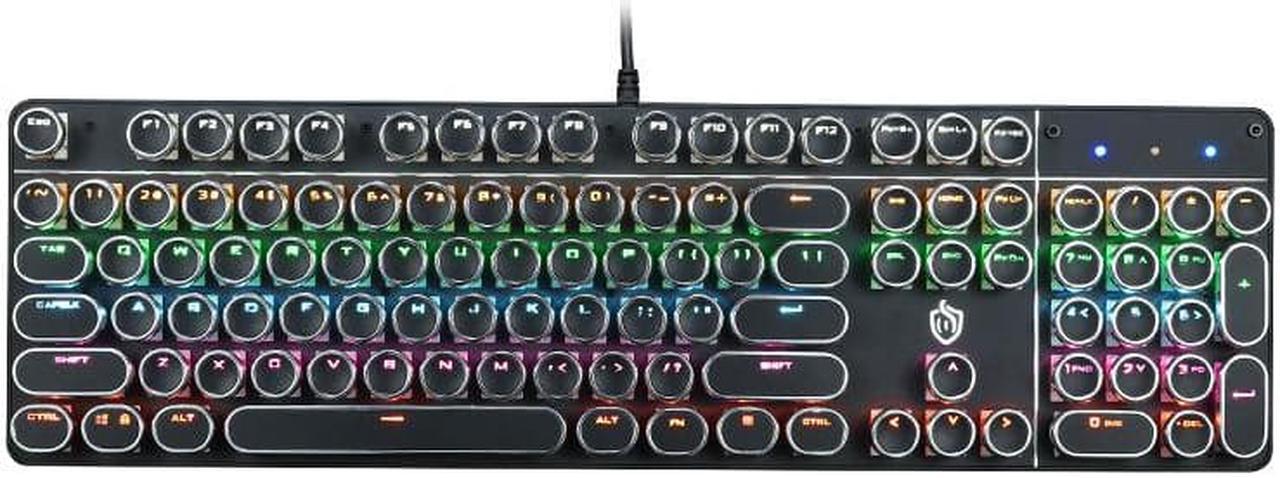 Alt view image 2 of 7 - Retro Steampunk Gaming Mechanical Keyboard-Blue Switch-RGB LED Backlit Illuminated Keyboard,USB Wired,Typewriter-Style,Plating 104 Key Round Keycaps,for Game and Office,for Laptop Desktop
