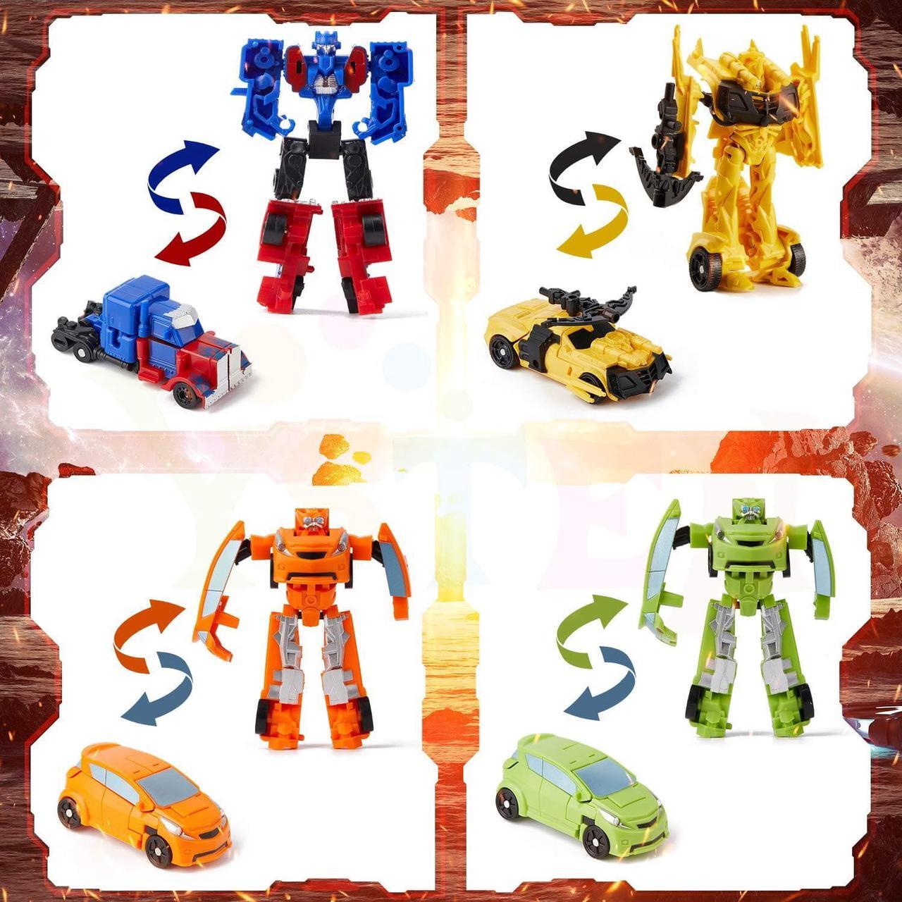 Alt view image 4 of 6 - vibebli 8 Pcs Car Robot Toys, 3.5 inch Small Deformation Robots,transformer, Mini Action Figures, Birthday Gifts