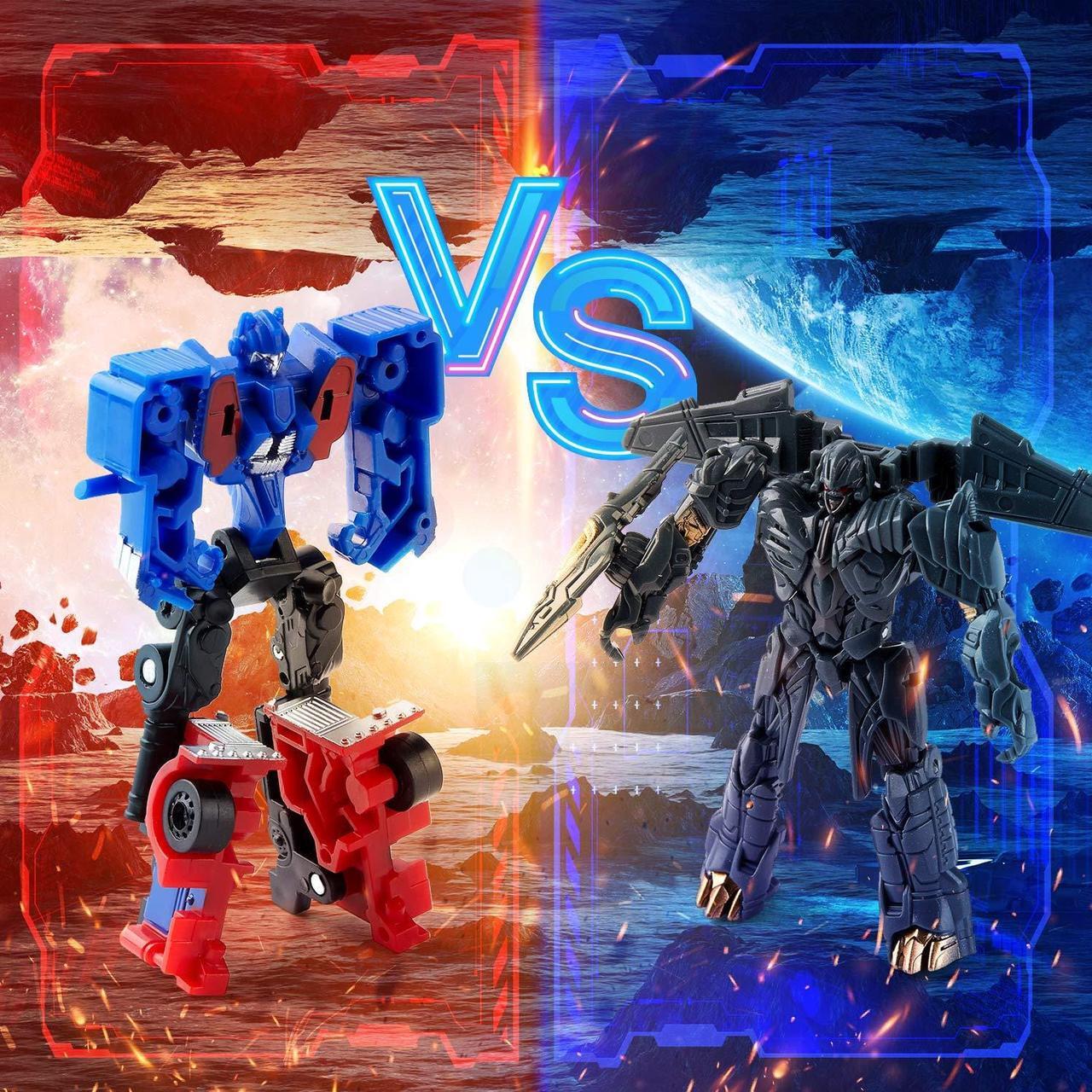 Alt view image 3 of 6 - vibebli 8 Pcs Car Robot Toys, 3.5 inch Small Deformation Robots,transformer, Mini Action Figures, Birthday Gifts