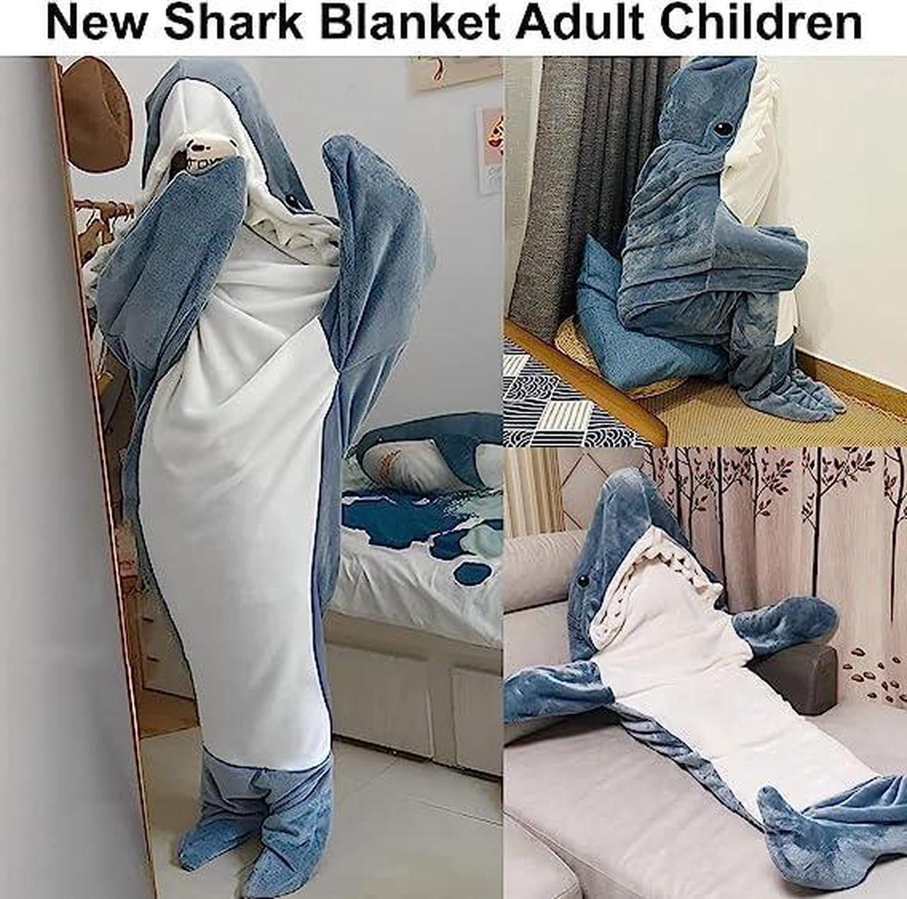 Alt view image 2 of 5 - Shark Blanket Adult, Shark Blanket Super Soft Cozy Flannel Hoodie, Shark Blanket Hoodie,Shark Wearable Blanket, Shark Blanket Hoodie Sleeping Bag - M (55x27.5 inches)