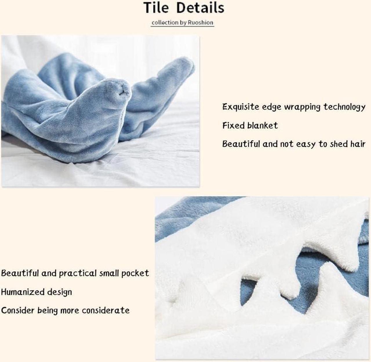 Alt view image 5 of 5 - Shark Blanket Adult, Shark Blanket Super Soft Cozy Flannel Hoodie, Shark Blanket Hoodie,Shark Wearable Blanket, Shark Blanket Hoodie Sleeping Bag - M (55x27.5 inches)