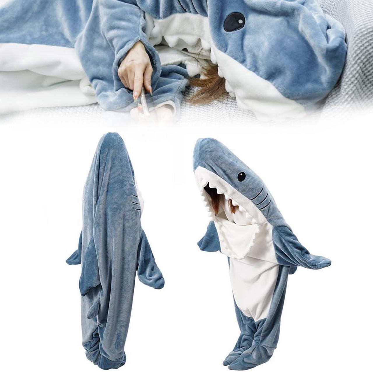 Main image of Shark Blanket Adult, Shark Blanket Super Soft Cozy Flannel Hoodie, Shark Blanket Hoodie,Shark Wearable Blanket, Shark Blanket Hoodie Sleeping Bag - M (55x27.5 inches)