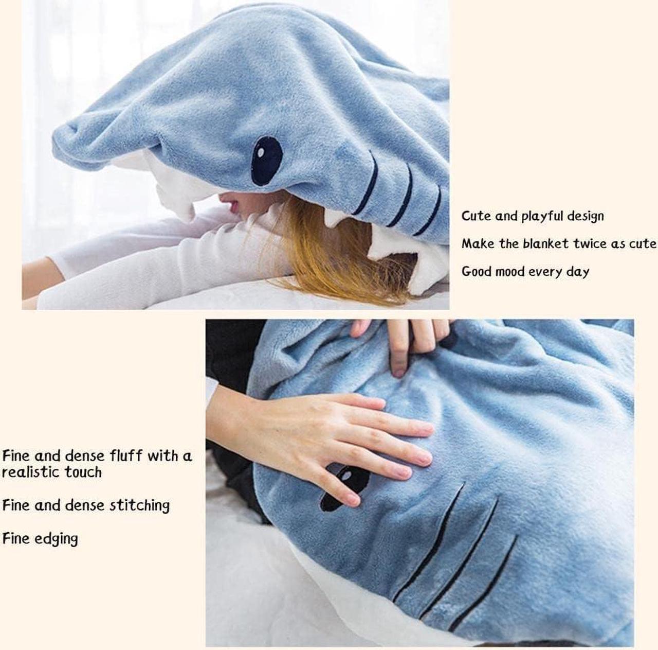 Alt view image 4 of 5 - Shark Blanket Adult, Shark Blanket Super Soft Cozy Flannel Hoodie, Shark Blanket Hoodie,Shark Wearable Blanket, Shark Blanket Hoodie Sleeping Bag - M (55x27.5 inches)