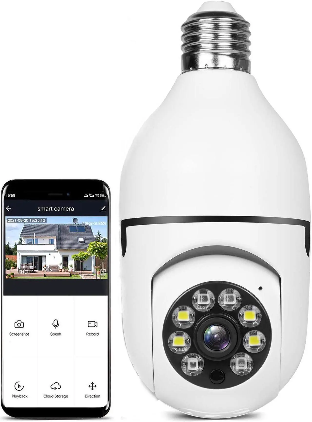 Main image of vibebli Security Camera 1080P Wireless WiFi Outdoor Home IP Camera E27 360 Degree Panoramic,Motion Detection and Alarm,Two-Way Audio,Night Vision (1pack)