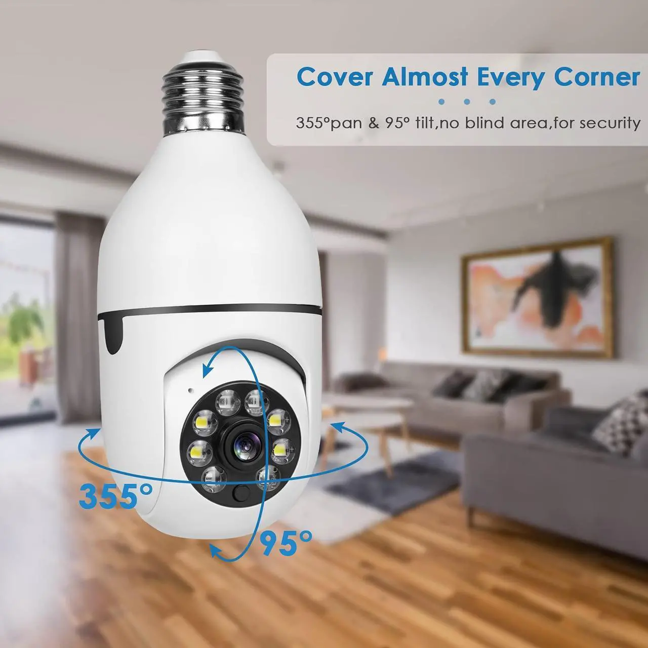 Alt view image 5 of 7 - vibebli Security Camera 1080P Wireless WiFi Outdoor Home IP Camera E27 360 Degree Panoramic,Motion Detection and Alarm,Two-Way Audio,Night Vision (1pack)
