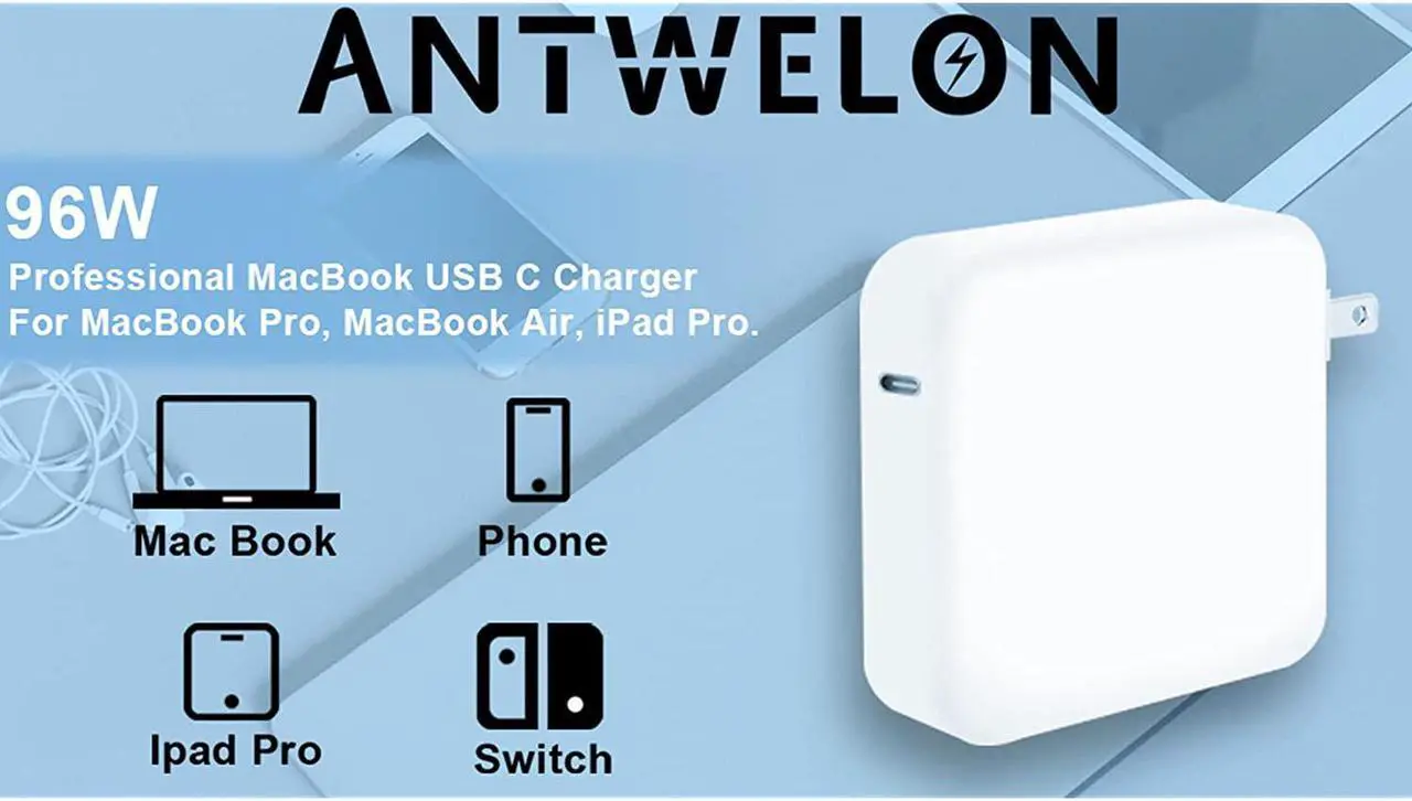 Alt view image 7 of 7 - 96W Usb C Charger Pd Fast Laptop Charger For Macbook Pro 16, 15, 14, 13 Inch, Macbook Air, Ipad Pro, Type C Ac Power Adapter Suits For Usb C Laptop And Phones Include 6.6Ft 5A C To C Cable