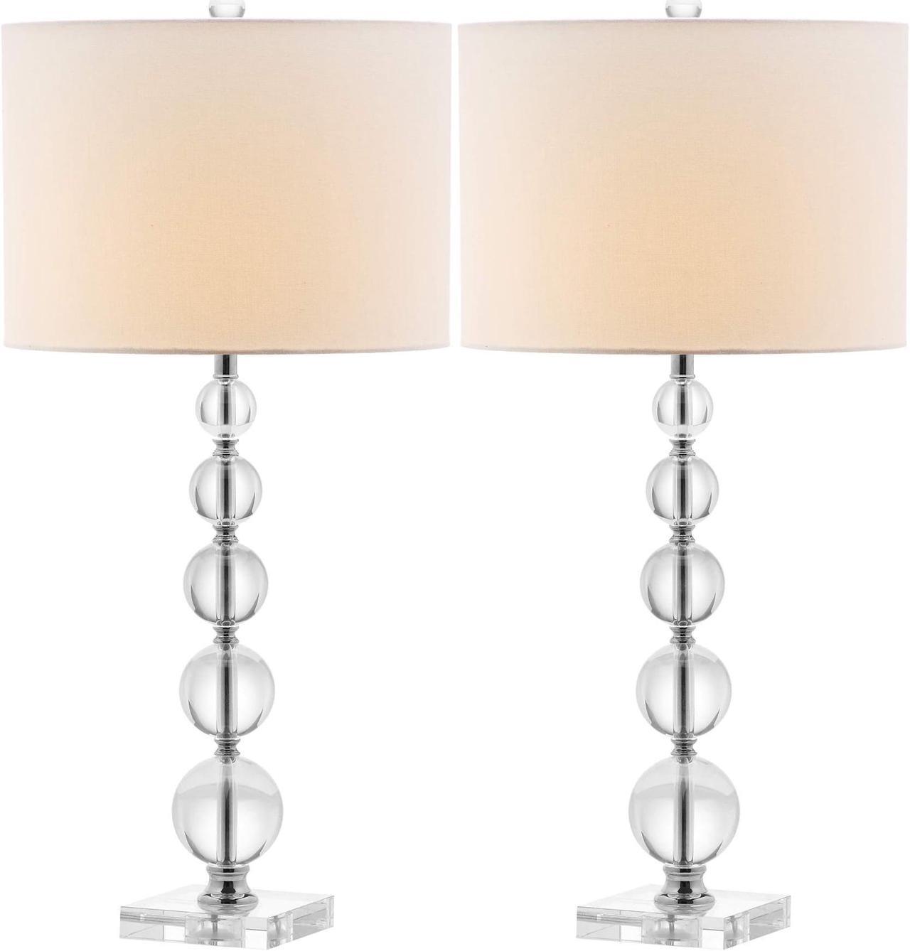 Alt view image 2 of 6 - Stacked Crystal Ball 29-inch Bedroom Living Room Home Office Desk Nightstand Table Lamp Set of 2 (LED Bulbs Included)