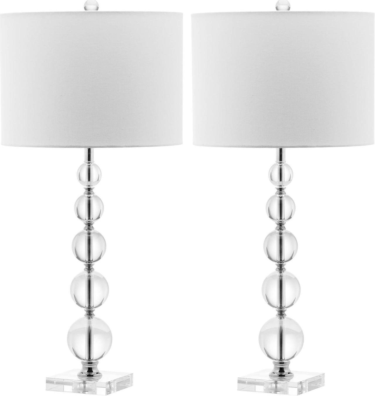 Alt view image 3 of 6 - Stacked Crystal Ball 29-inch Bedroom Living Room Home Office Desk Nightstand Table Lamp Set of 2 (LED Bulbs Included)