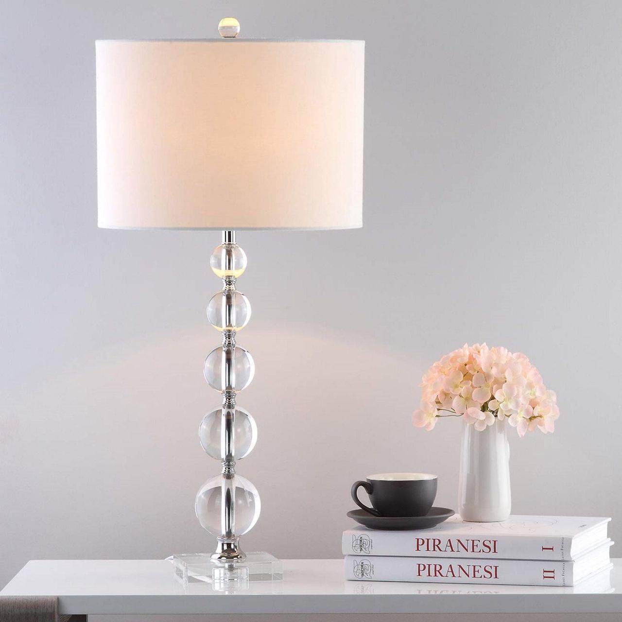 Alt view image 5 of 6 - Stacked Crystal Ball 29-inch Bedroom Living Room Home Office Desk Nightstand Table Lamp Set of 2 (LED Bulbs Included)