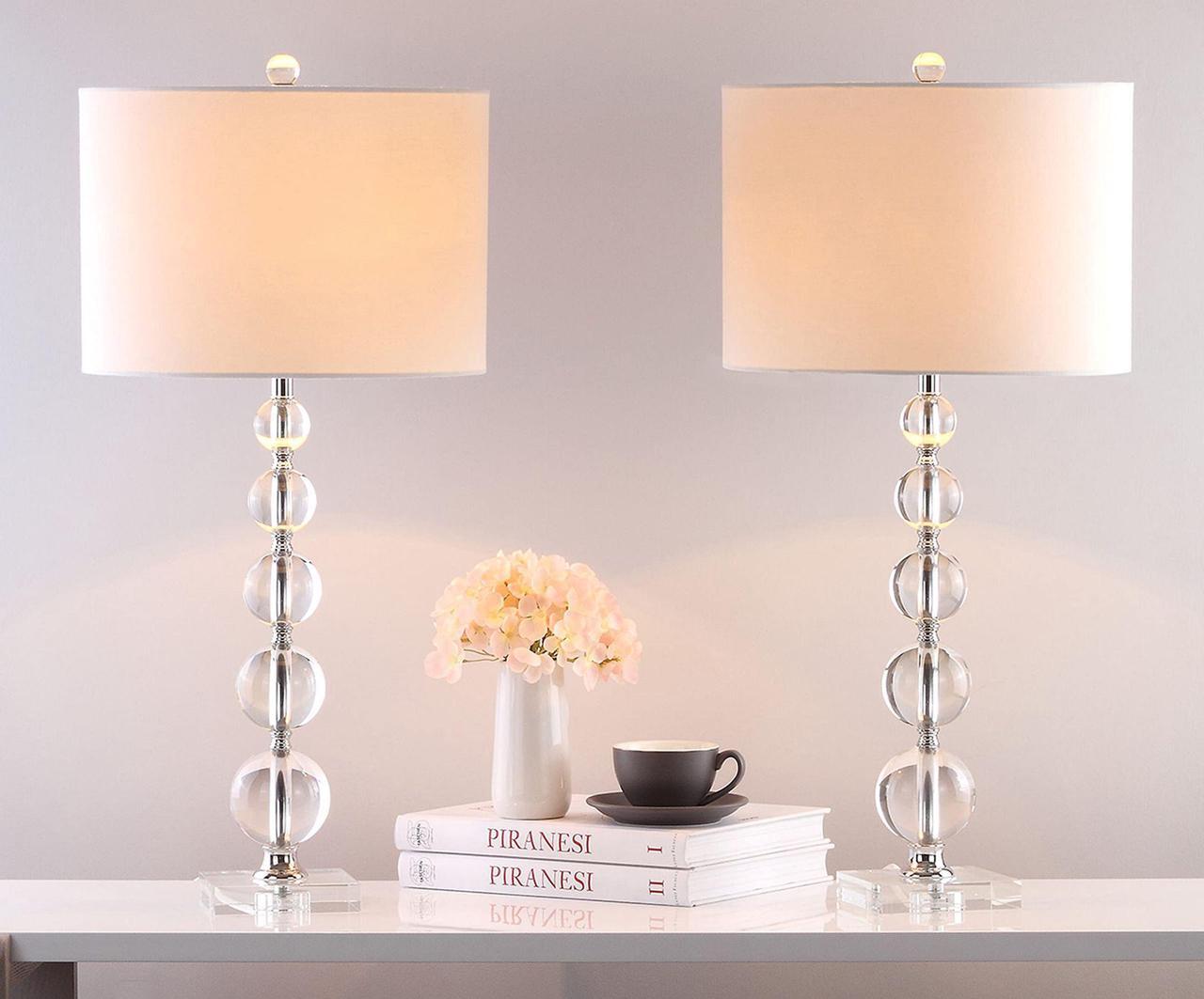 Main image of Stacked Crystal Ball 29-inch Bedroom Living Room Home Office Desk Nightstand Table Lamp Set of 2 (LED Bulbs Included)