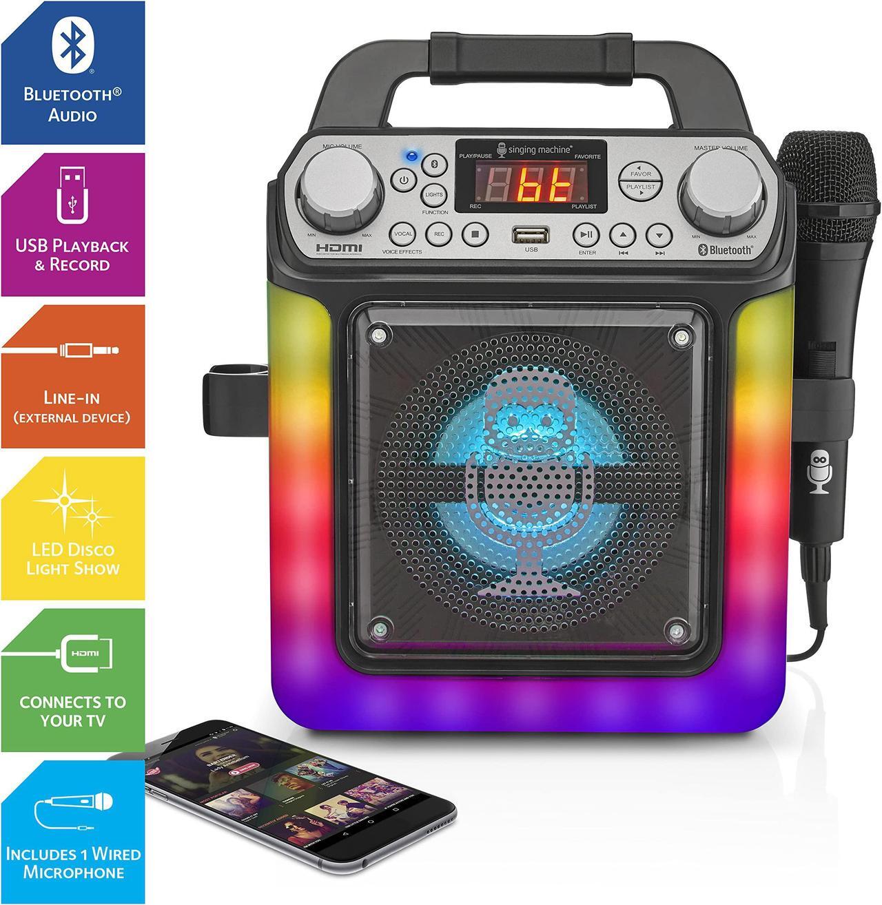 Alt view image 2 of 7 - Mini portable karaoke system with Bluetooth and voice changing effect.
