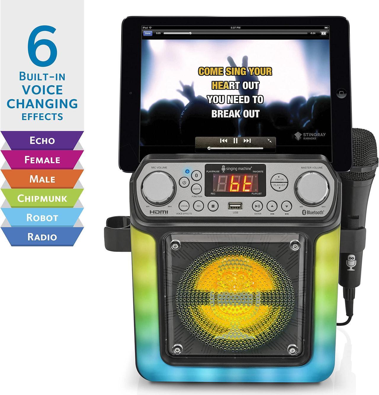 Alt view image 4 of 7 - Mini portable karaoke system with Bluetooth and voice changing effect.