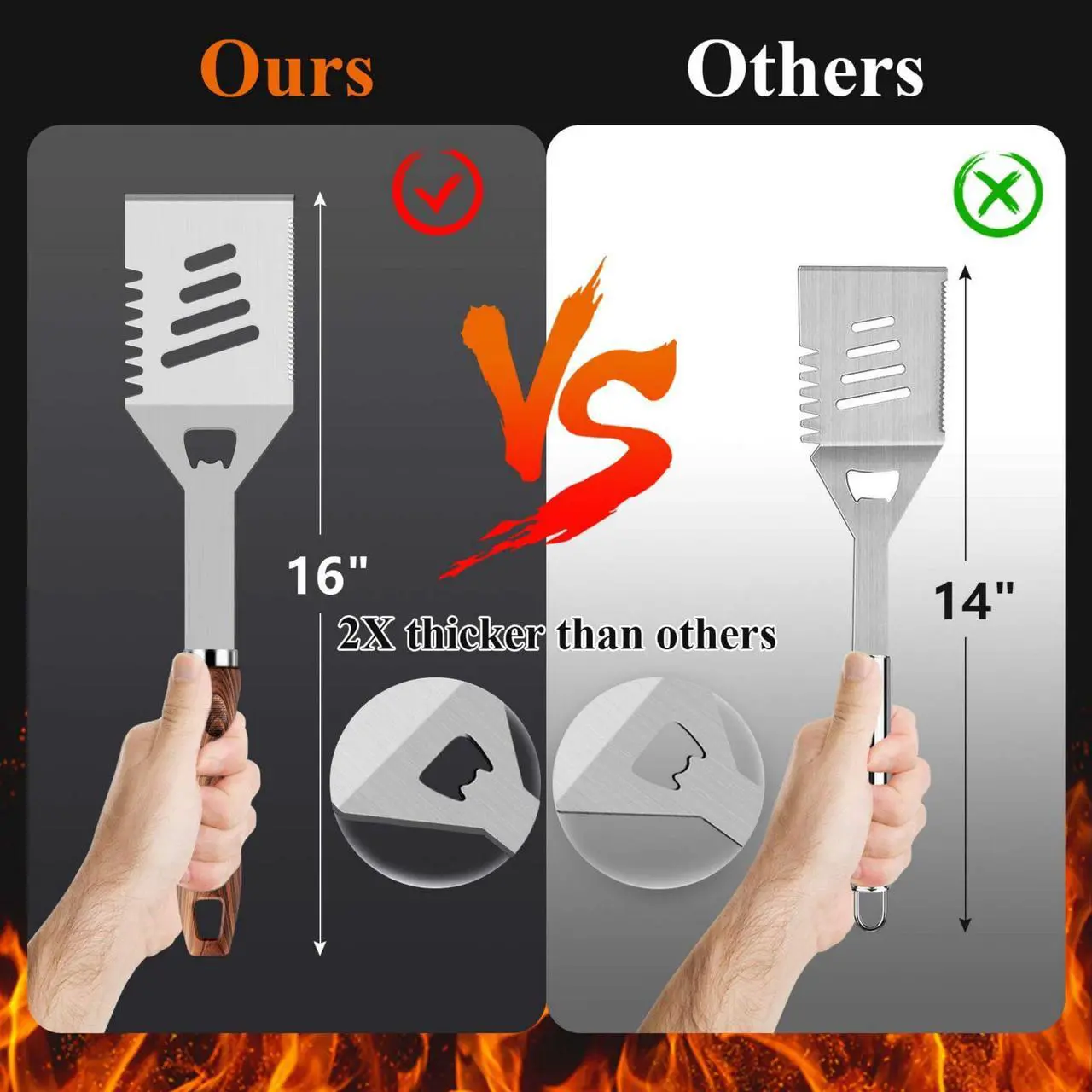 Alt view image 3 of 6 - Stainless steel barbecue tool set, suitable for camping, tail party for men and women on Father's Day.
