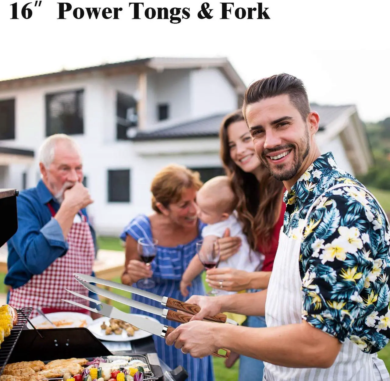 Alt view image 5 of 6 - Stainless steel barbecue tool set, suitable for camping, tail party for men and women on Father's Day.