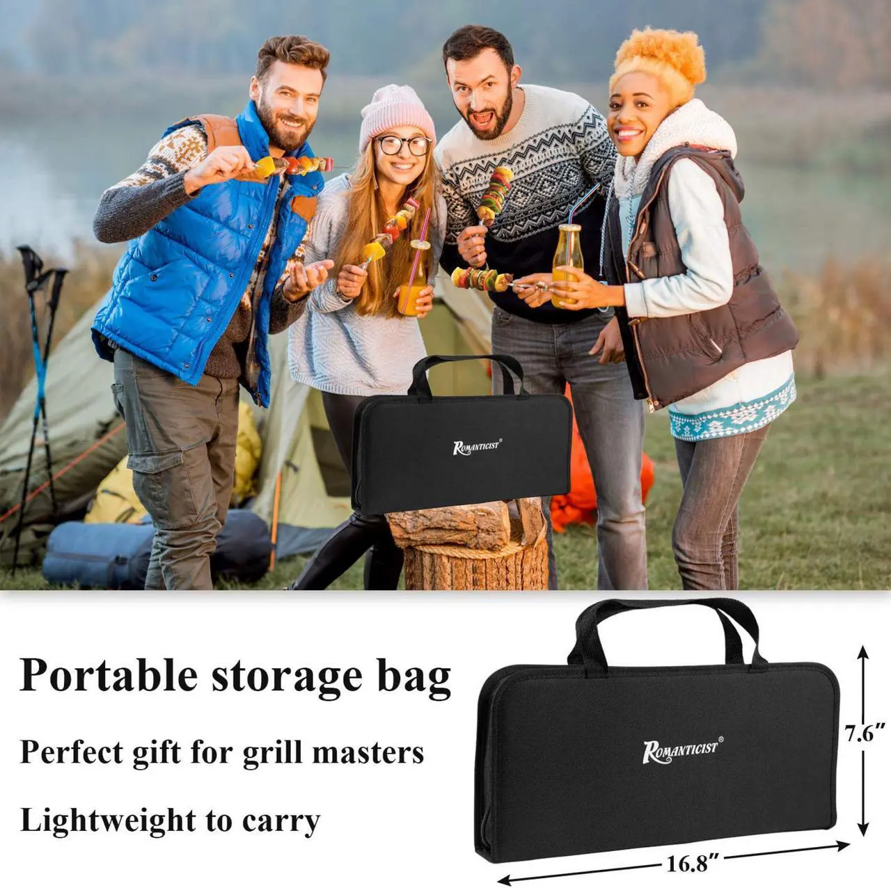 Alt view image 6 of 6 - Stainless steel barbecue tool set, suitable for camping, tail party for men and women on Father's Day.