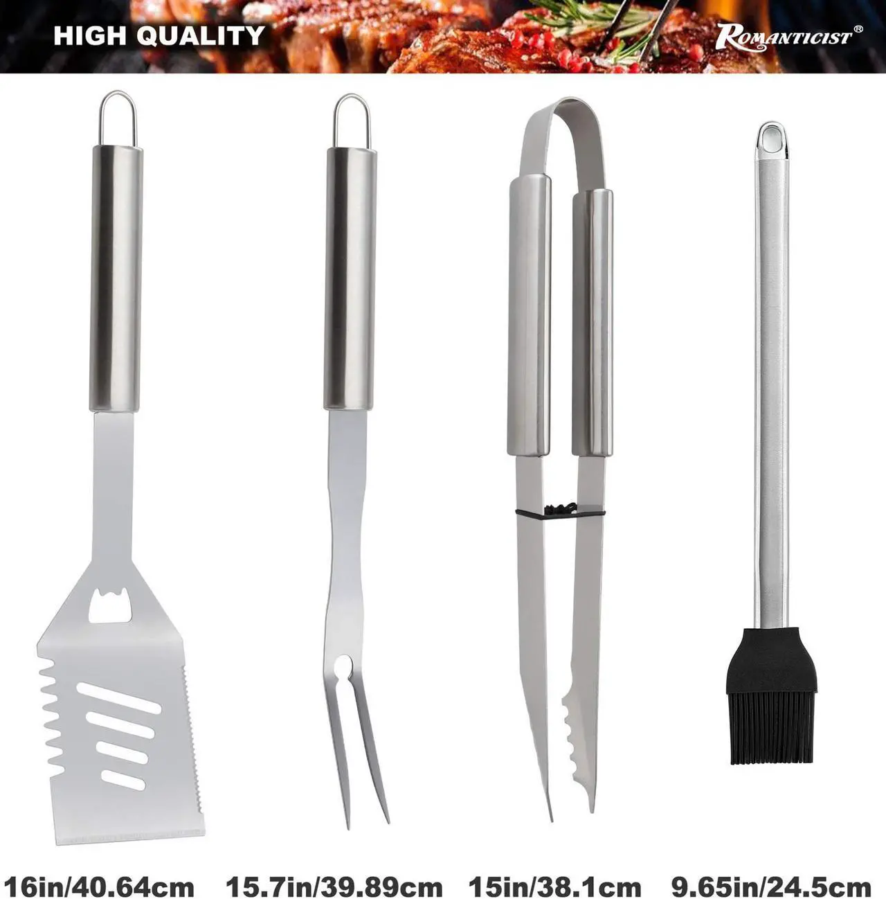 Alt view image 2 of 7 - Stainless steel barbecue tool set, suitable for camping, tail party for men and women on Father's Day.