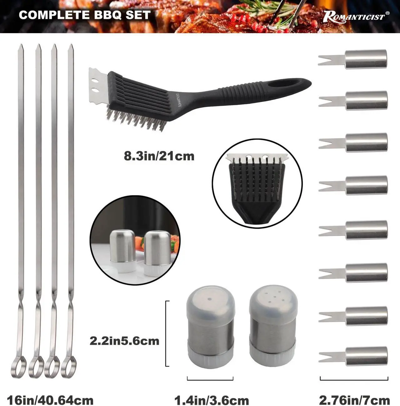 Alt view image 3 of 7 - Stainless steel barbecue tool set, suitable for camping, tail party for men and women on Father's Day.