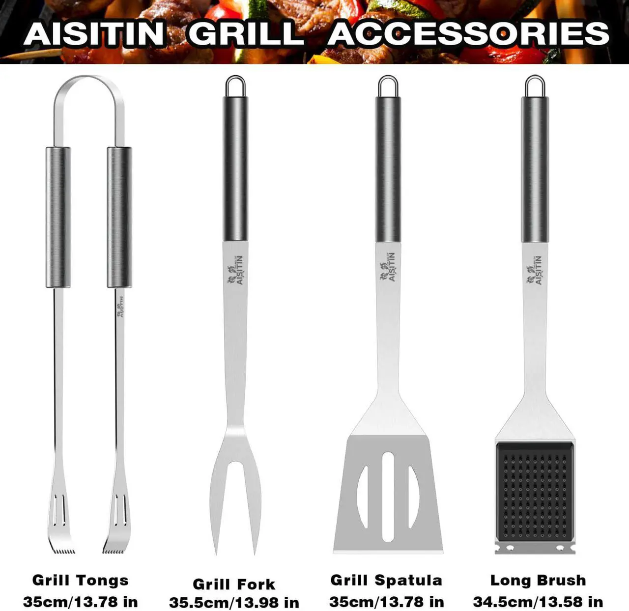 Alt view image 2 of 7 - Stainless steel barbecue tool set, suitable for camping, tail party for men and women on Father's Day.