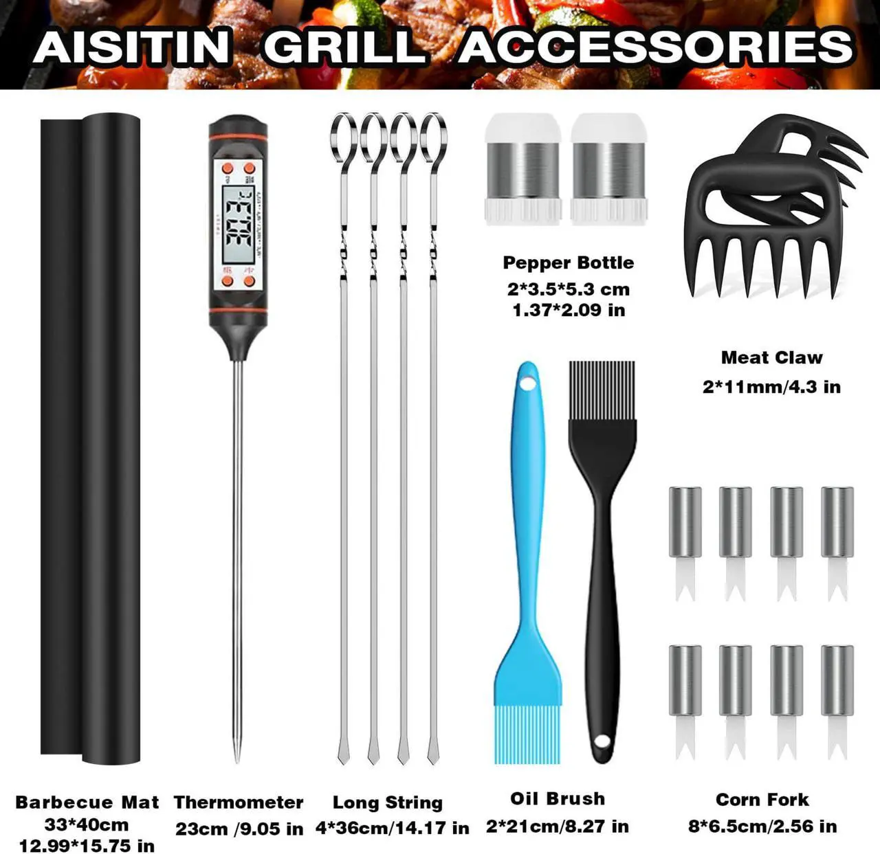 Alt view image 3 of 7 - Stainless steel barbecue tool set, suitable for camping, tail party for men and women on Father's Day.