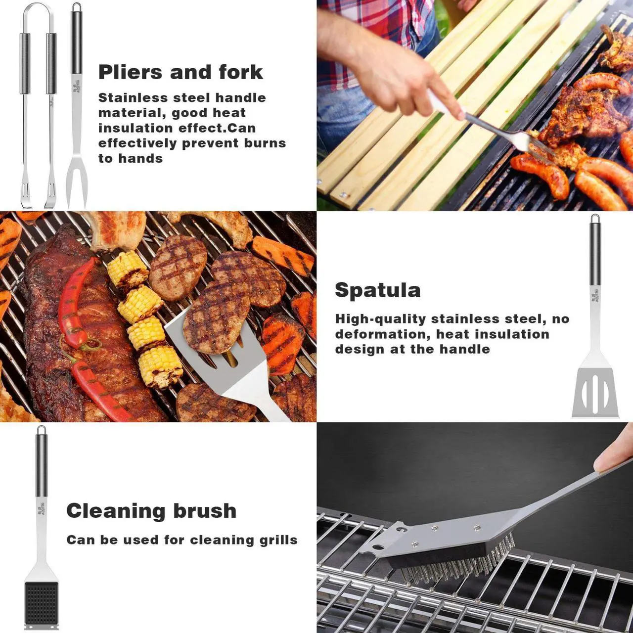 Alt view image 4 of 7 - Stainless steel barbecue tool set, suitable for camping, tail party for men and women on Father's Day.